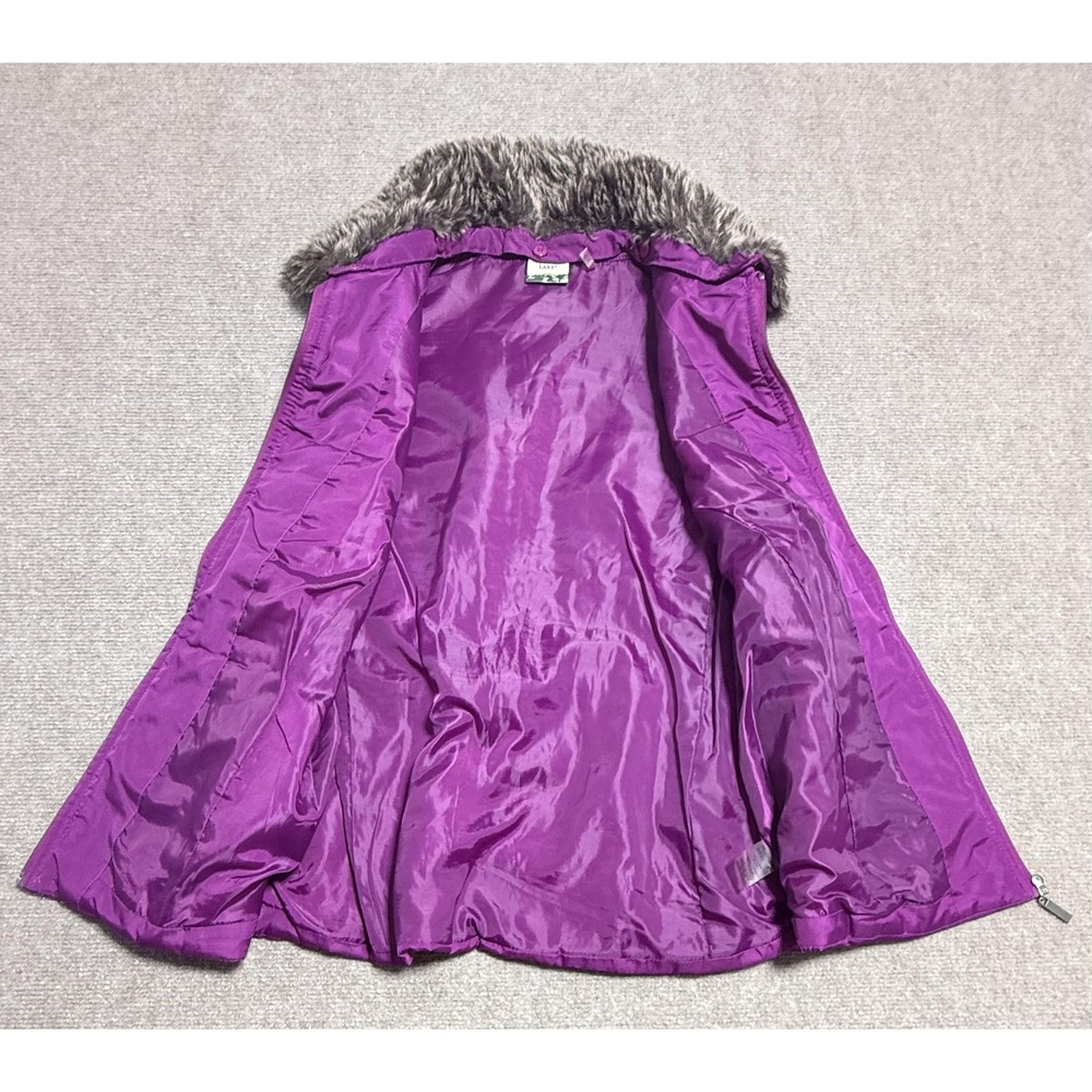 Mountain Lake Vest Womens Medium Purple Faux Fur Collar Quilted Puffer Zip - Picture 7 of 9